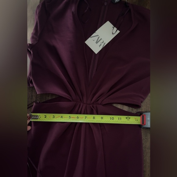ZARA CUT OUT BURGUNDY COLOR STYLISH JUMPSUIT - Picture 8 of 8